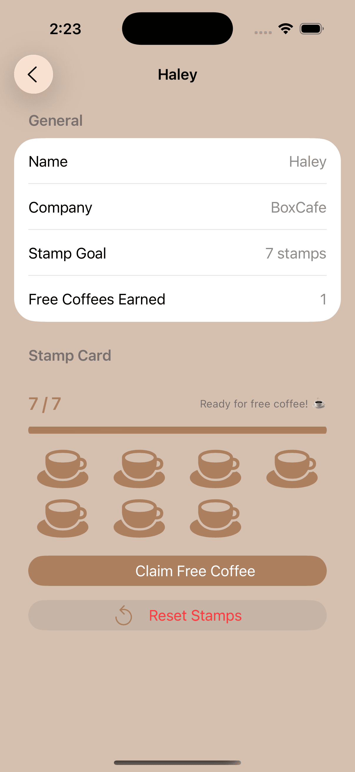 Full stamp board view
