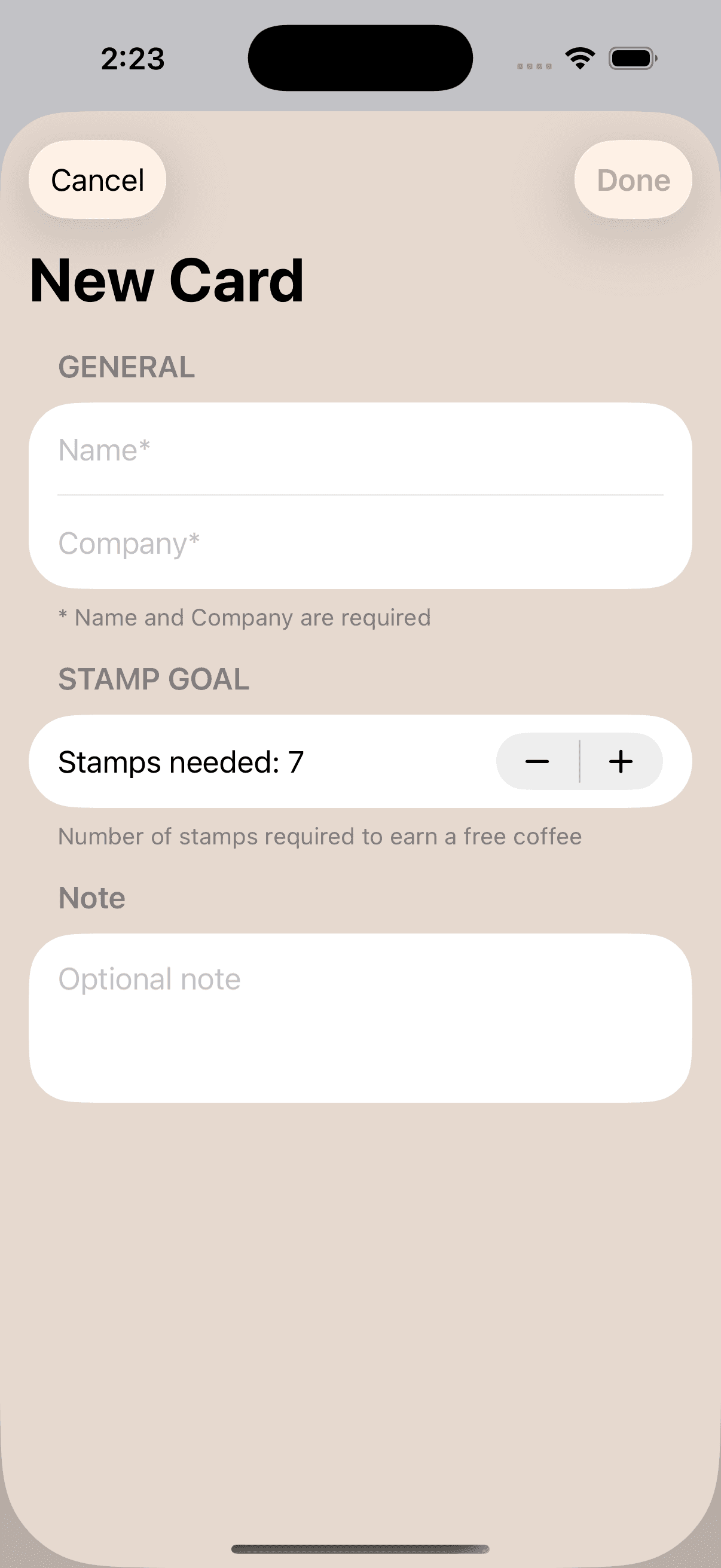 Create a new card in seconds